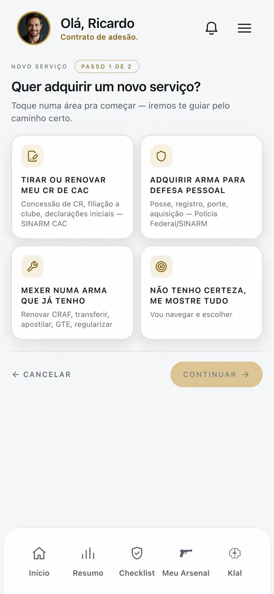 Tela Novo serviço do Arsenal